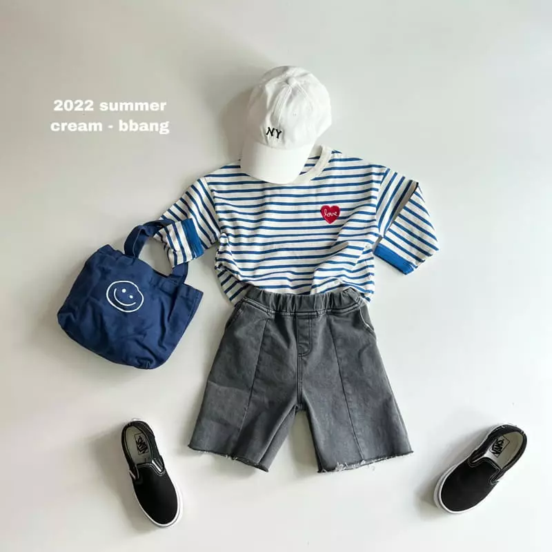 Cream Bbang - Korean Children Fashion - #littlefashionista - Heart Wapen Stripes Tee - 11