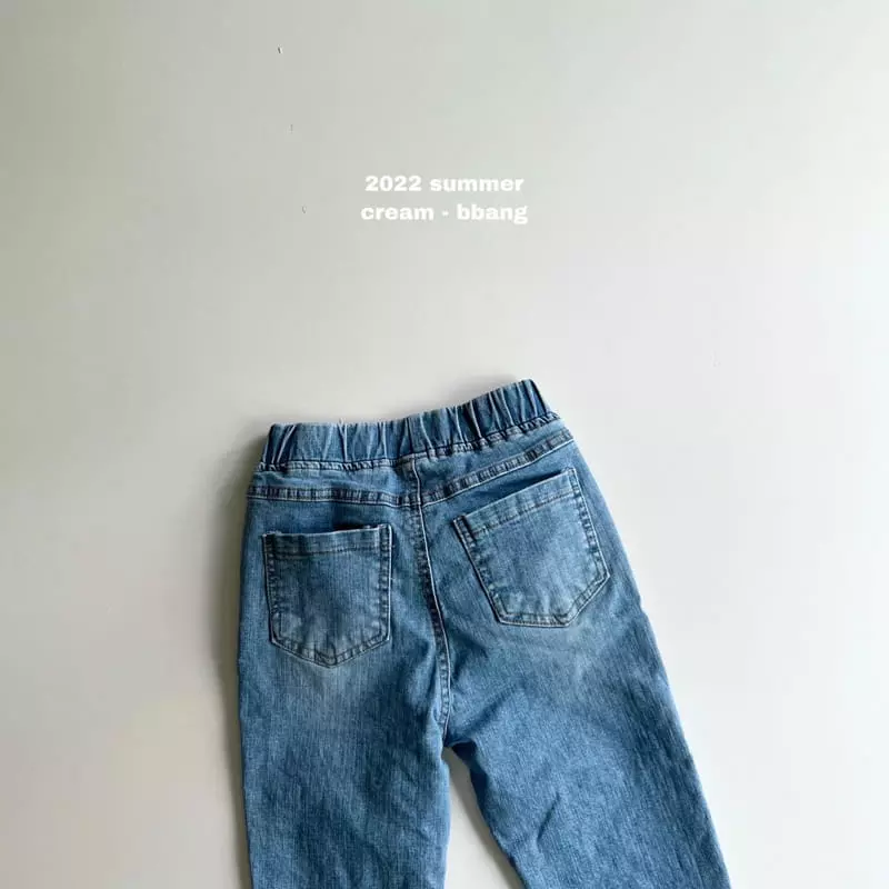 Cream Bbang - Korean Children Fashion - #stylishchildhood - Summer Daily Denim Baggy Pants - 5
