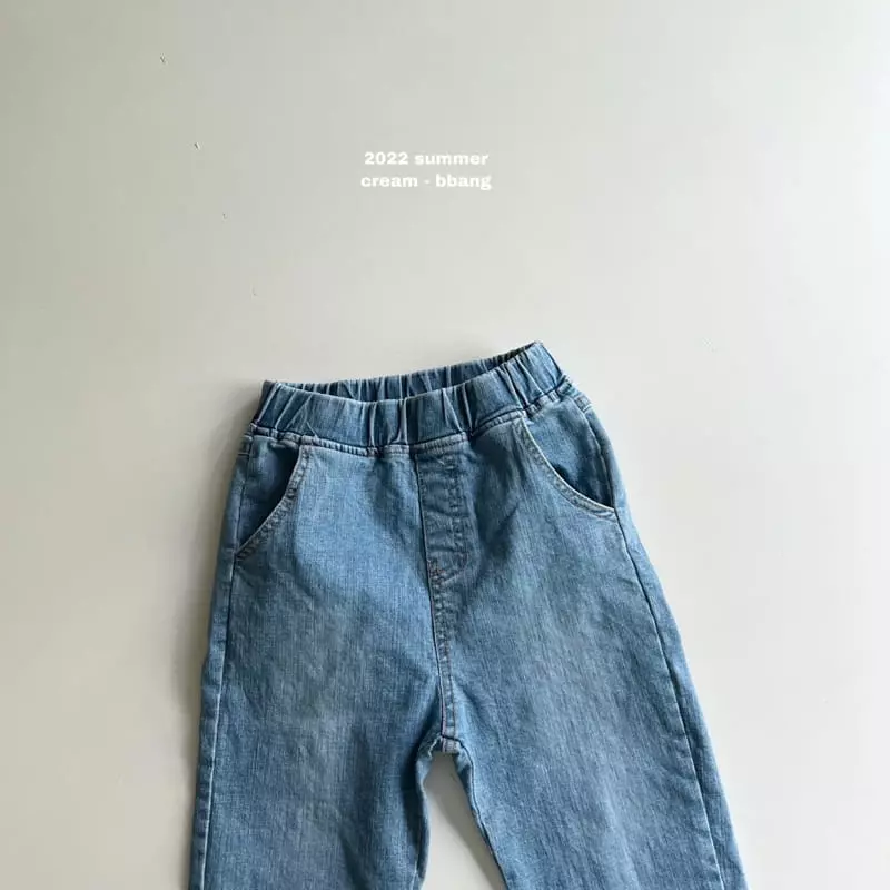 Cream Bbang - Korean Children Fashion - #todddlerfashion - Summer Daily Denim Baggy Pants - 3