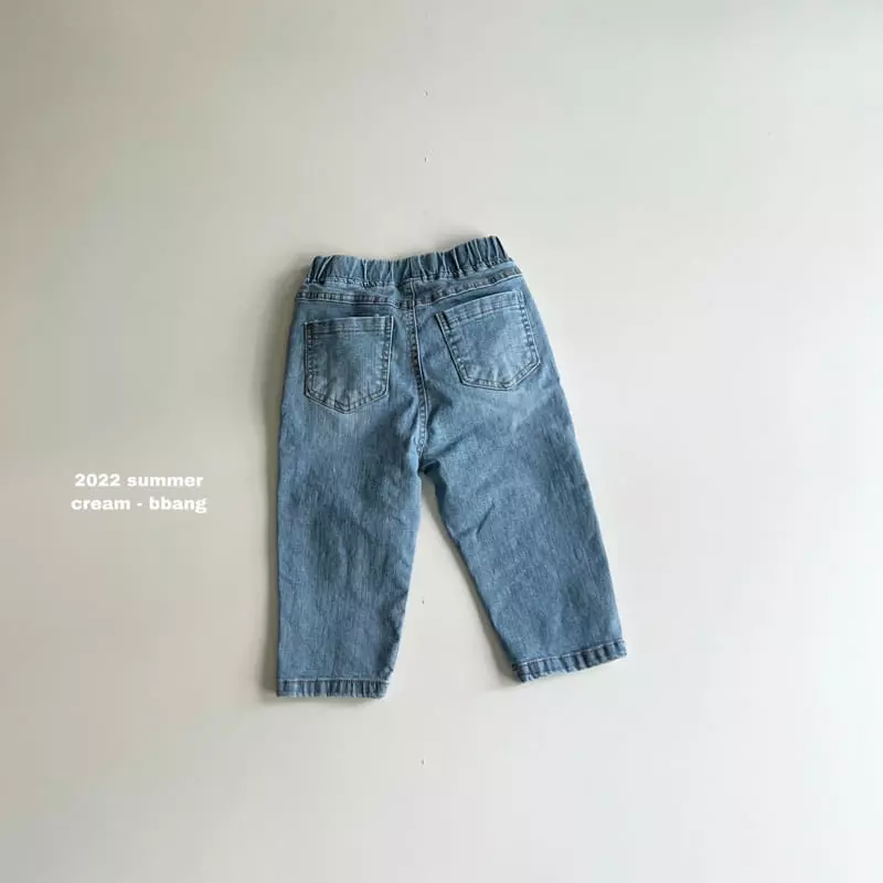 Cream Bbang - Korean Children Fashion - #todddlerfashion - Summer Daily Denim Baggy Pants - 4