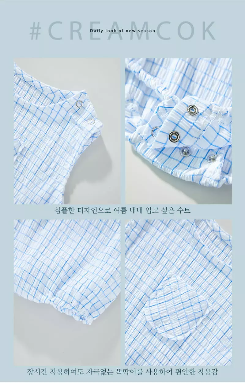 Creamcok - Korean Baby Fashion - #babyboutique - Bebe Check Check Cooling Bodysuit  - 4