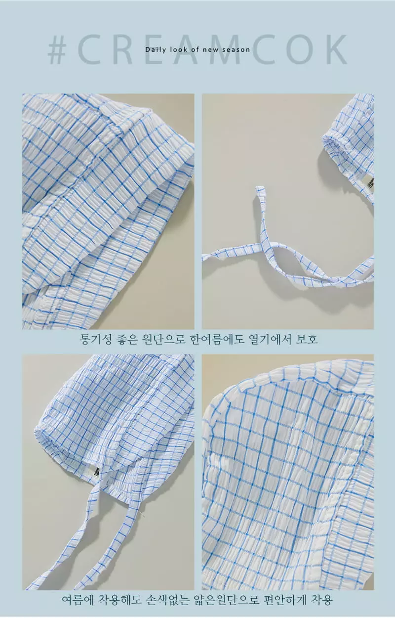 Creamcok - Korean Baby Fashion - #babyboutiqueclothing - Bebe Check Cooling Bonnet - 4