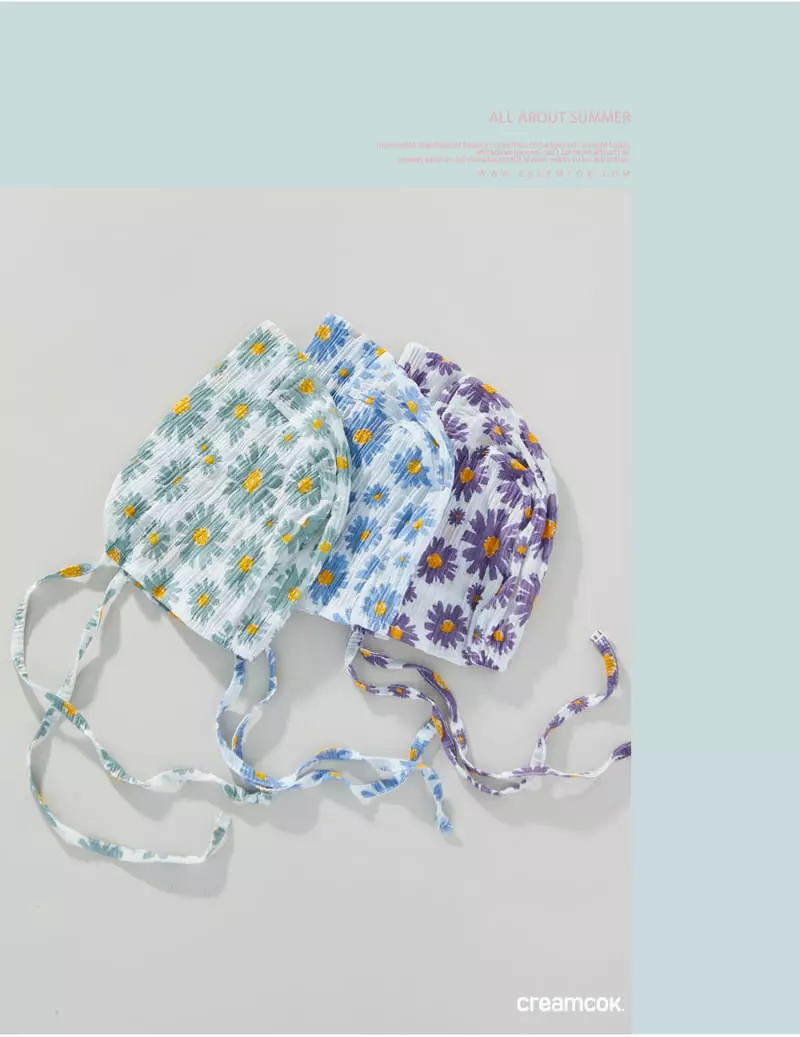 Creamcok - Korean Baby Fashion - #babyfever - Bebe Flower Cooling Bonnet - 9