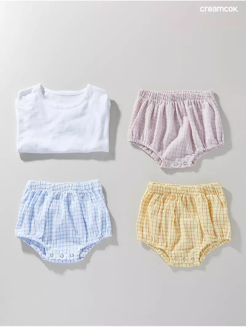 Creamcok - Korean Baby Fashion - #babyoninstagram - Bebe Check Cooling Bloomer - 10