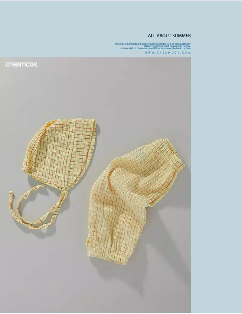 Creamcok - Korean Baby Fashion - #babyoninstagram - Bebe Check Cooling Bonnet - 9