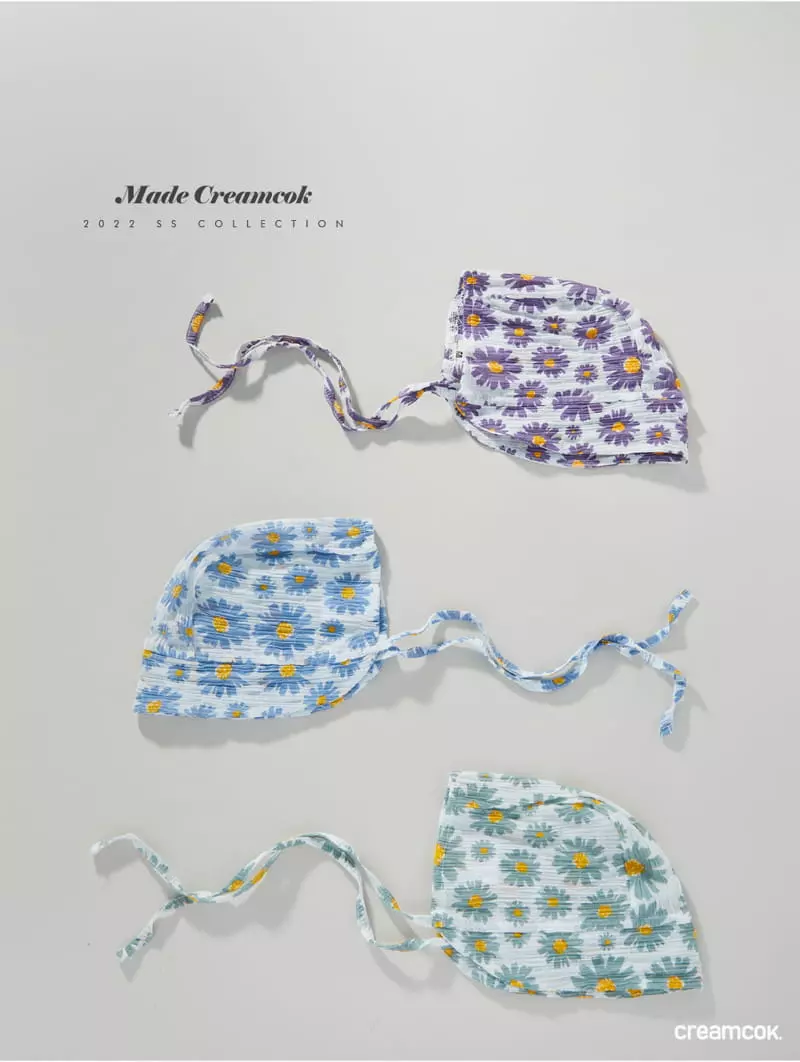 Creamcok - Korean Baby Fashion - #onlinebabyboutique - Bebe Flower Cooling Bonnet - 2
