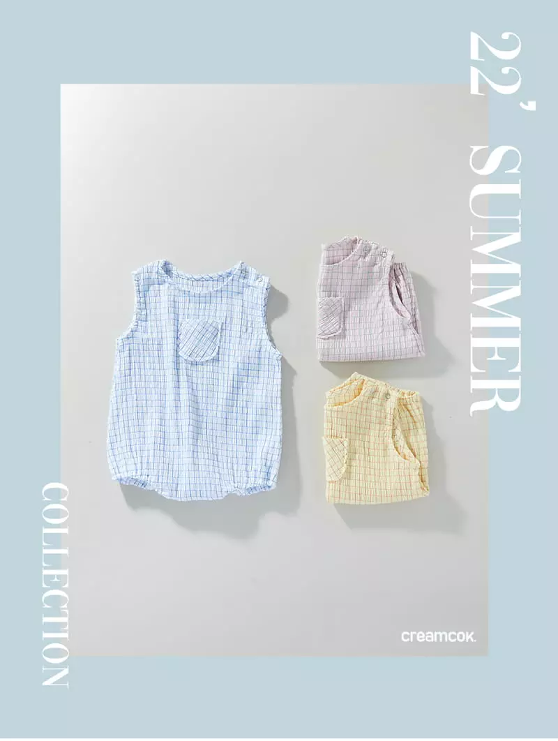 Creamcok - Korean Baby Fashion - #onlinebabyboutique - Bebe Check Check Cooling Bodysuit 