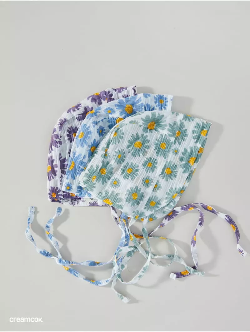 Creamcok - Korean Baby Fashion - #onlinebabyshop - Bebe Flower Cooling Bonnet - 3