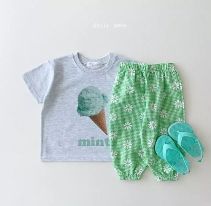 Daily Bebe - Korean Children Fashion - #Kfashion4kids - Check Flower Pants - 7