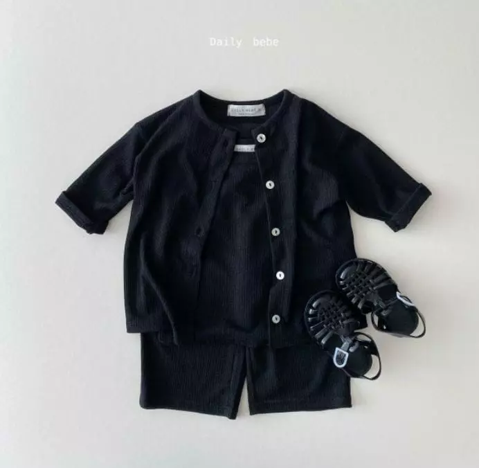 Daily Bebe - Korean Children Fashion - #childofig - Cardigan Sleeveless Shorts Set - 8