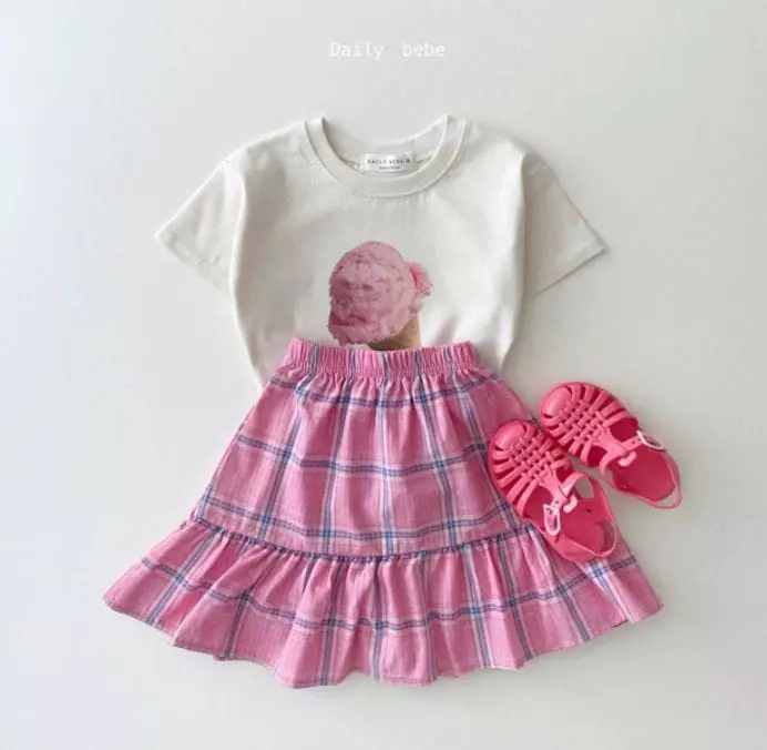 Daily Bebe - Korean Children Fashion - #childofig - Check Long Skirt - 6