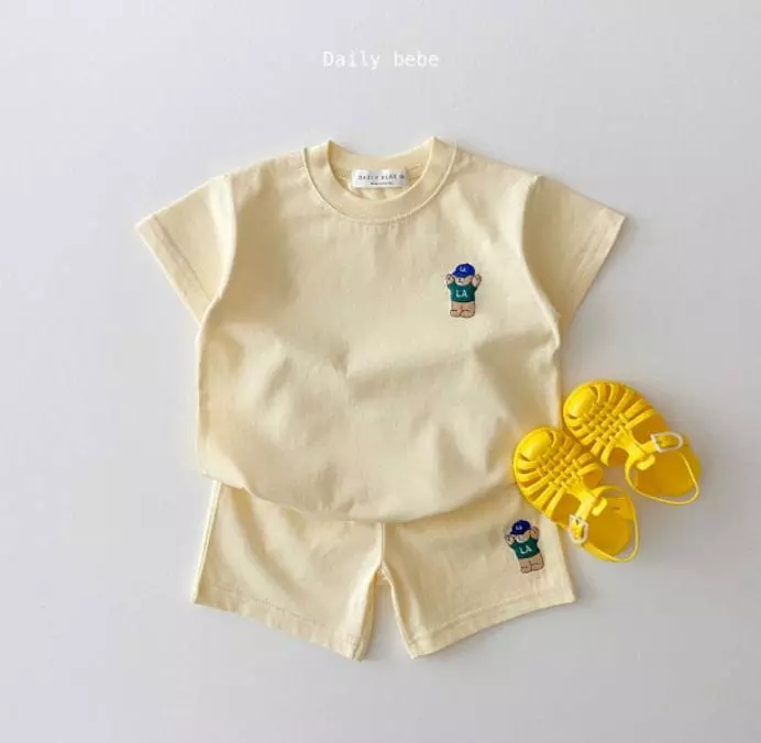 Daily Bebe - Korean Children Fashion - #designkidswear - Hurry Up Bear Top Bottom Set