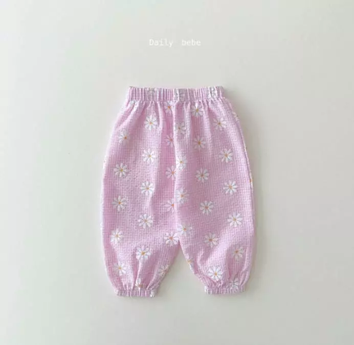 Daily Bebe - Korean Children Fashion - #designkidswear - Check Flower Pants