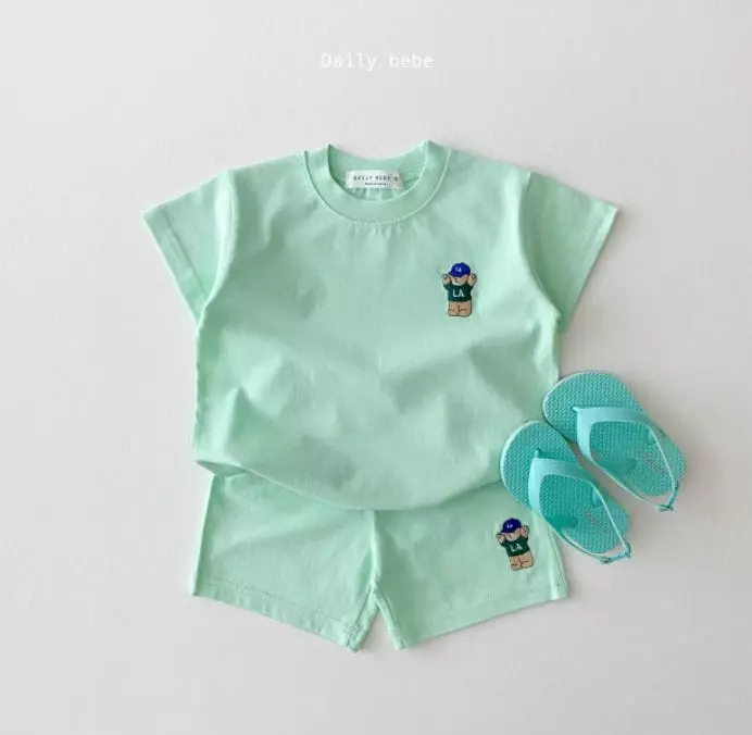 Daily Bebe - Korean Children Fashion - #discoveringself - Hurry Up Bear Top Bottom Set - 2