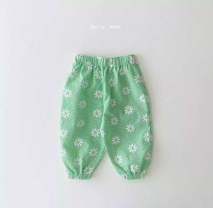 Daily Bebe - Korean Children Fashion - #discoveringself - Check Flower Pants - 2