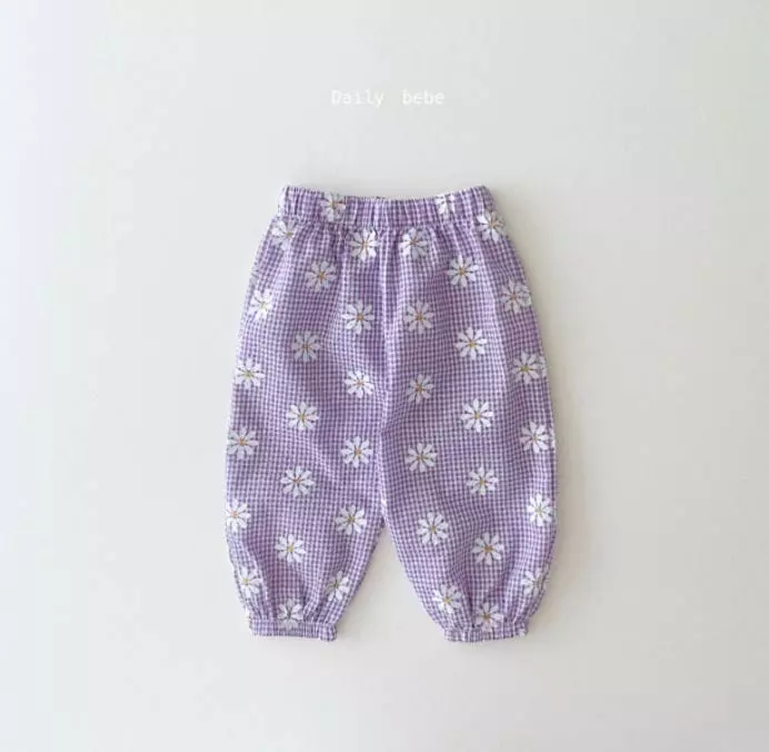Daily Bebe - Korean Children Fashion - #fashionkids - Check Flower Pants - 3
