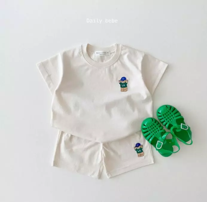 Daily Bebe - Korean Children Fashion - #fashionkids - Hurry Up Bear Top Bottom Set - 4
