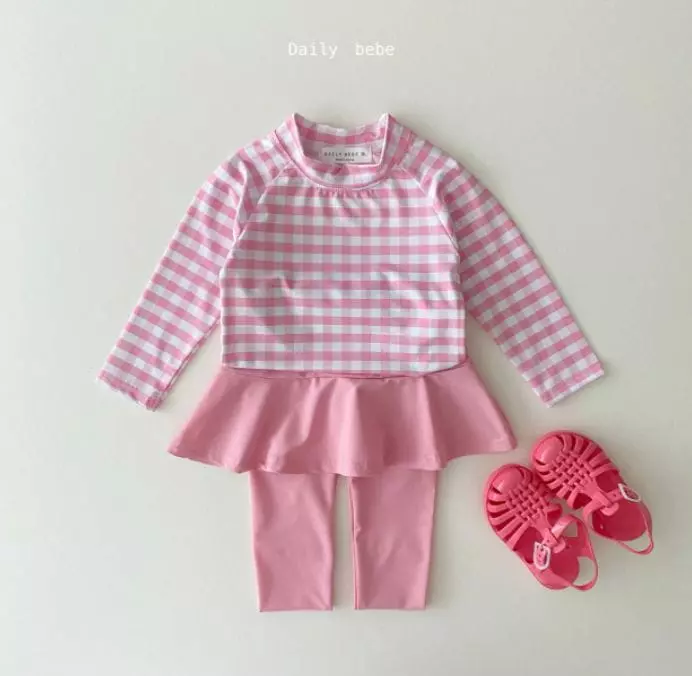 Daily Bebe - Korean Children Fashion - #kidsshorts - Rashguard Skirt Set - 2