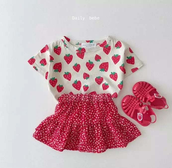 Daily Bebe - Korean Children Fashion - #kidsshorts - Pattern Short Sleeves Tee - 6