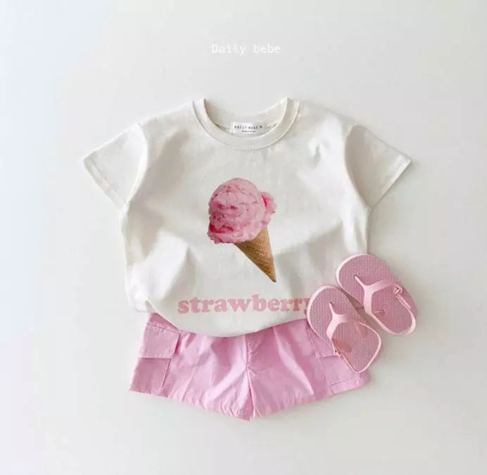 Daily Bebe - Korean Children Fashion - #kidsshorts - Ice Cream Short Sleeves Tee - 5