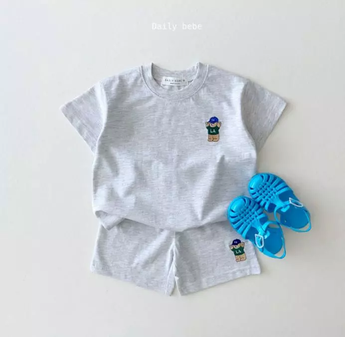 Daily Bebe - Korean Children Fashion - #kidsstore - Hurry Up Bear Top Bottom Set - 5
