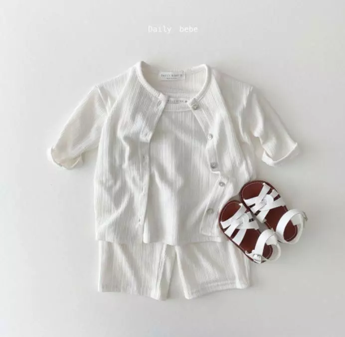Daily Bebe - Korean Children Fashion - #kidsstore - Cardigan Sleeveless Shorts Set