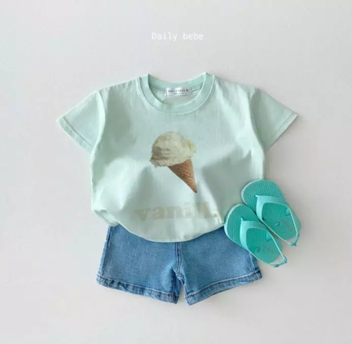 Daily Bebe - Korean Children Fashion - #kidsstore - Ice Cream Short Sleeves Tee - 6