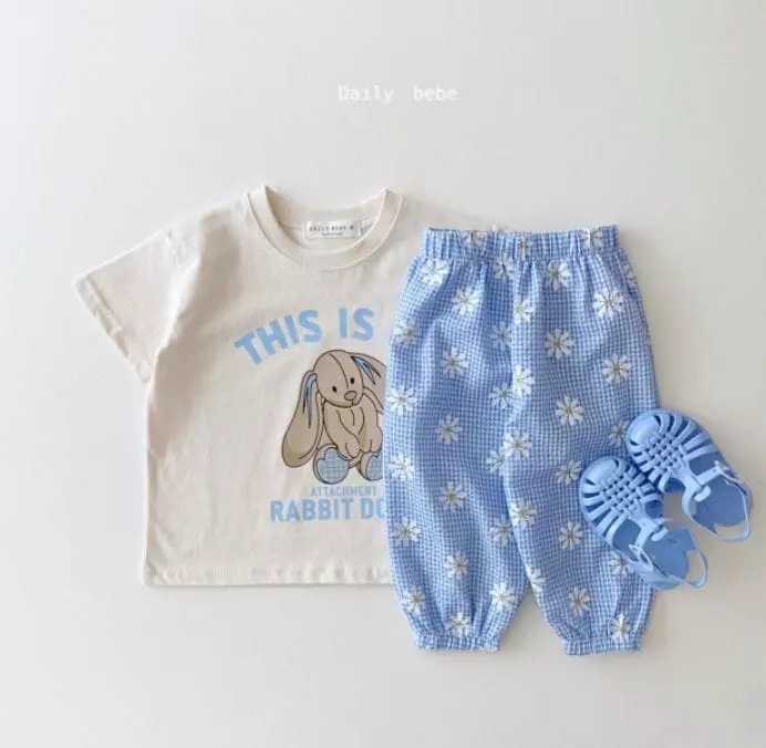 Daily Bebe - Korean Children Fashion - #kidzfashiontrend - Check Flower Pants - 6