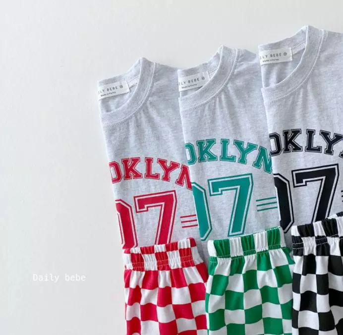 Daily Bebe - Korean Children Fashion - #Kfashion4kids - Checker Board Top Bottom Set - 4
