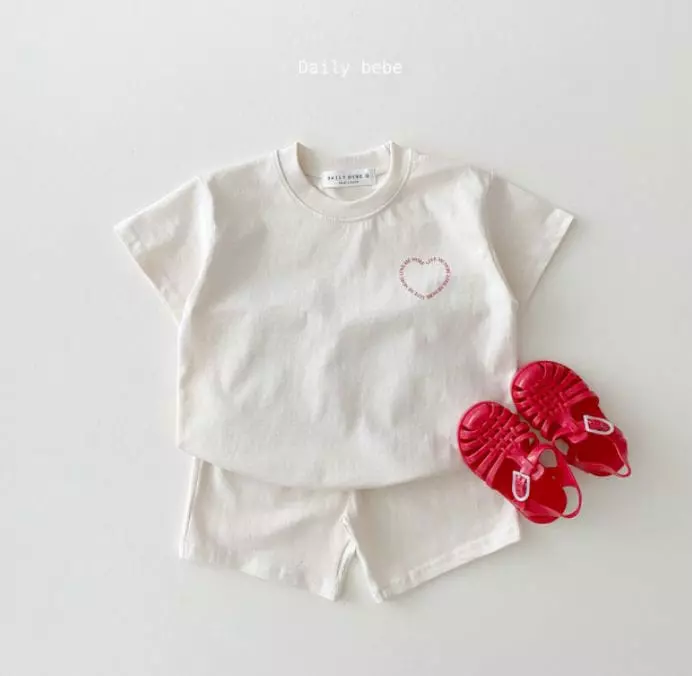 Daily Bebe - Korean Children Fashion - #littlefashionista - Love Me More Top Bottom Set