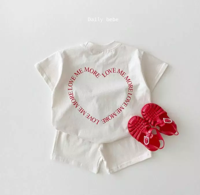 Daily Bebe - Korean Children Fashion - #magicofchildhood - Love Me More Top Bottom Set - 2
