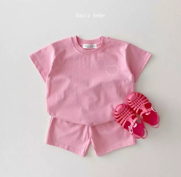 Daily Bebe - Korean Children Fashion - #minifashionista - Love Me More Top Bottom Set - 3