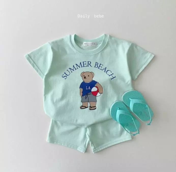 Daily Bebe - Korean Children Fashion - #minifashionista - Summer Beach Top Bottom Set - 2