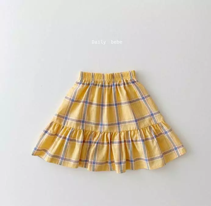 Daily Bebe - Korean Children Fashion - #minifashionista - Check Long Skirt