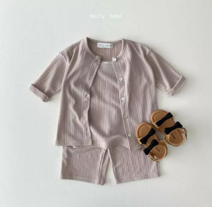 Daily Bebe - Korean Children Fashion - #prettylittlegirls - Cardigan Sleeveless Shorts Set - 7
