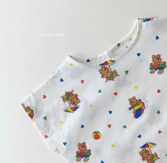 Daily Bebe - Korean Children Fashion - #prettylittlegirls - Vacatin Bear Top Bottom Set - 3
