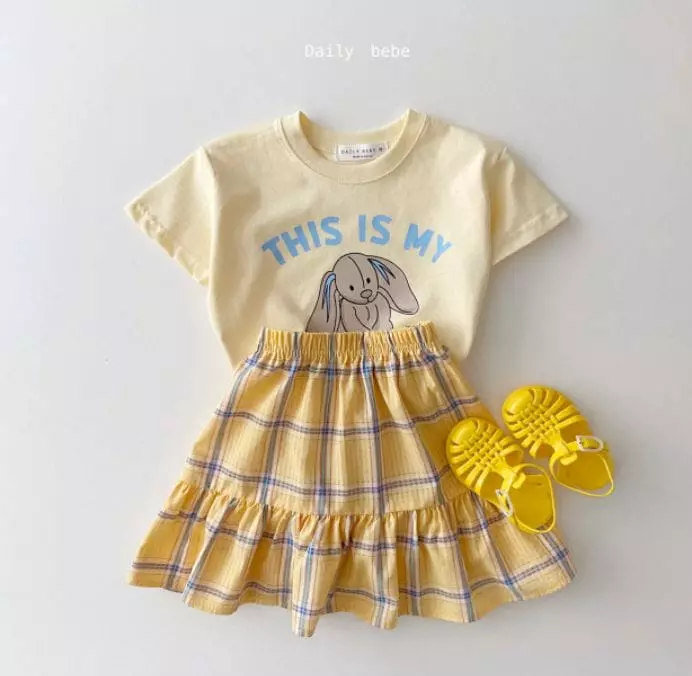 Daily Bebe - Korean Children Fashion - #todddlerfashion - Check Long Skirt - 4