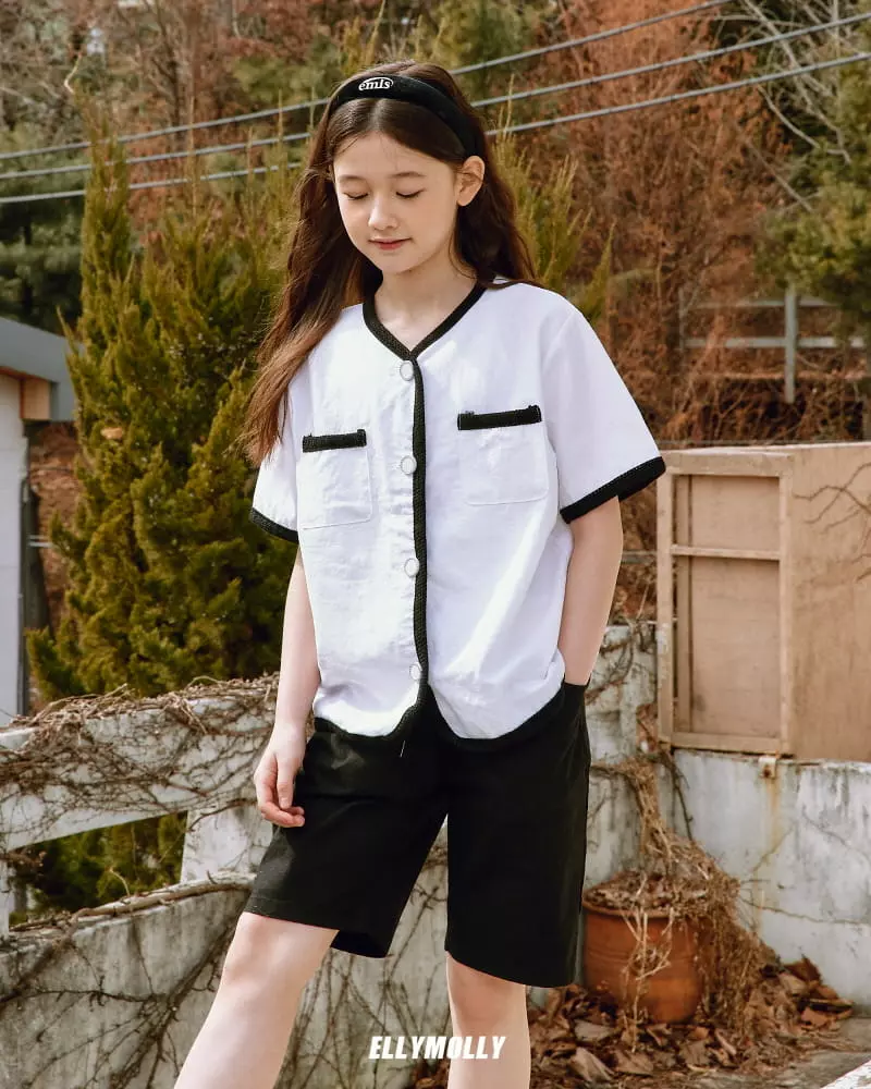 Ellymolly - Korean Children Fashion - #kidsshorts - Linen Short Sleeves Jacket - 12
