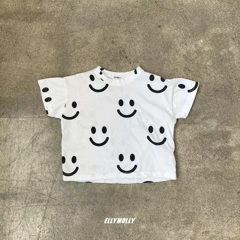 Ellymolly - Korean Children Fashion - #kidzfashiontrend - Smile Short Sleeves Tee
