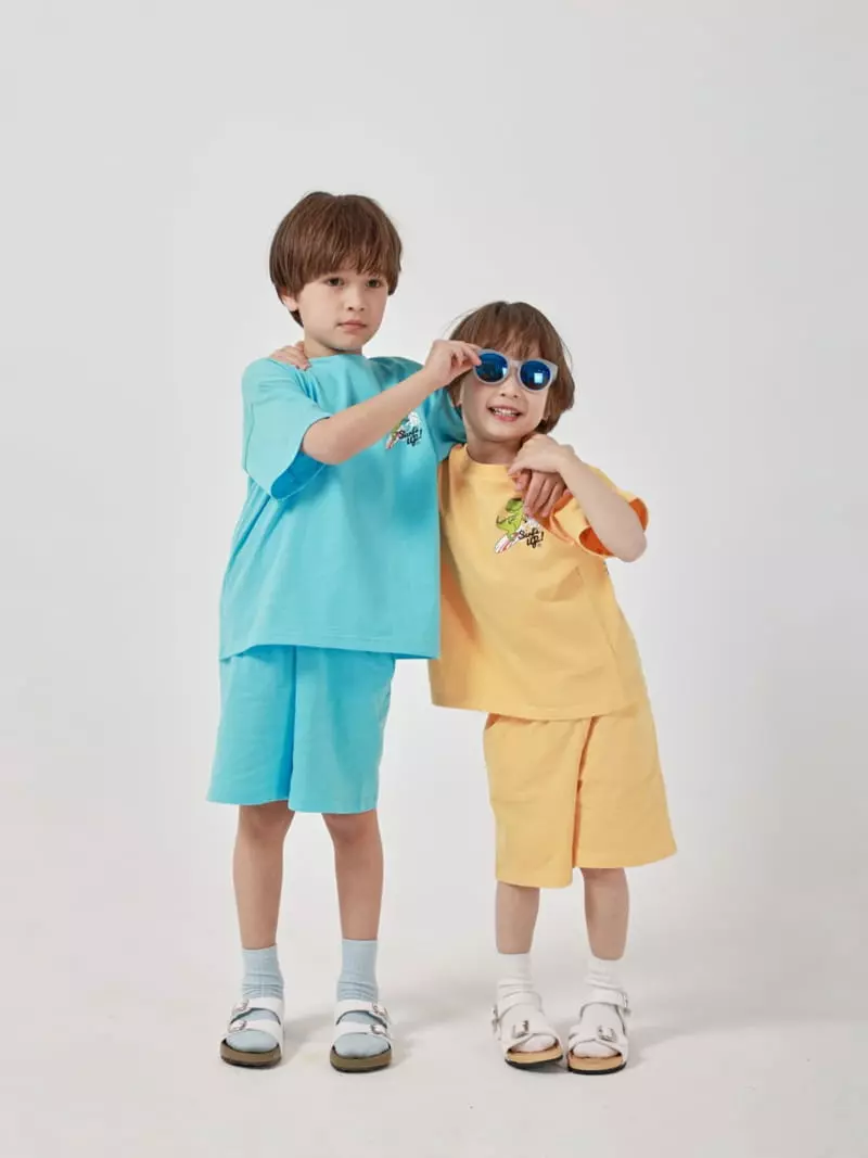 Fashion King - Korean Children Fashion - #fashionkids - Surfing Dino Top Bottom Set - 2