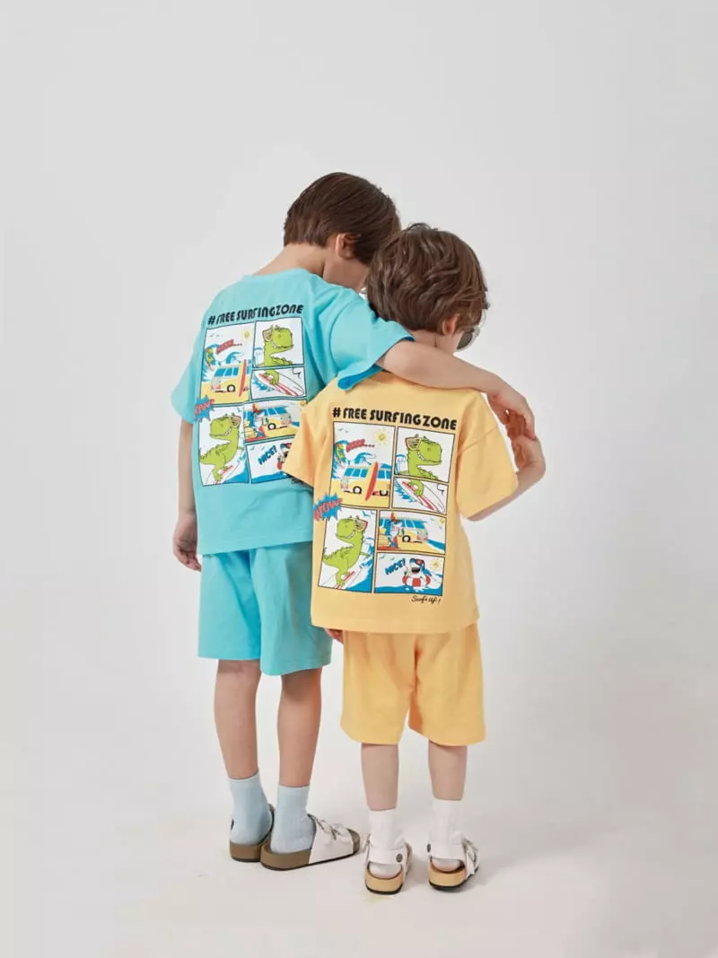 Fashion King - Korean Children Fashion - #littlefashionista - Surfing Dino Top Bottom Set - 7