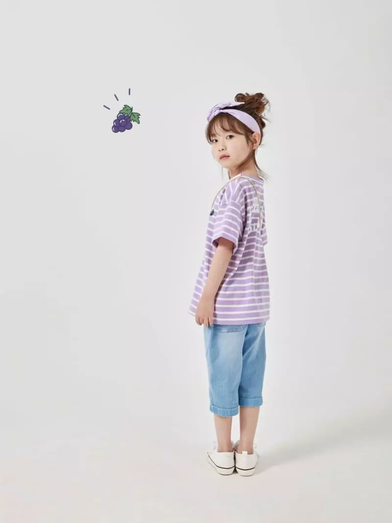 Fashion King - Korean Children Fashion - #littlefashionista - Summer Grape Stripes Tee