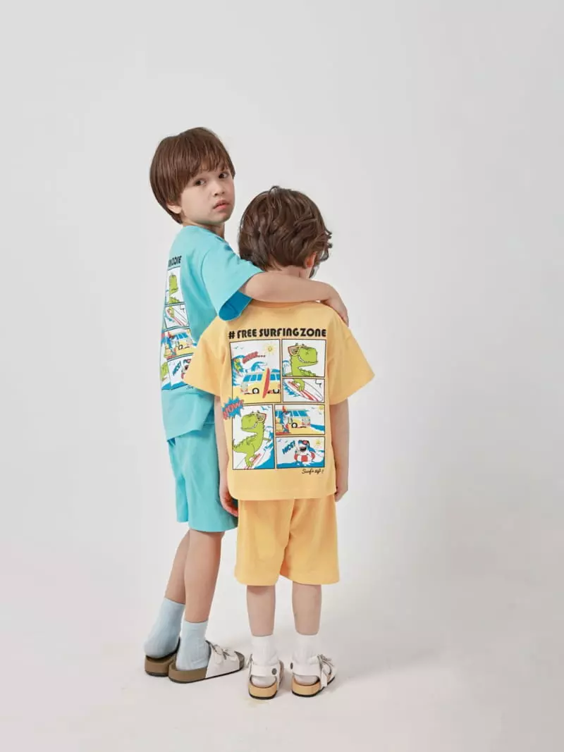 Fashion King - Korean Children Fashion - #magicofchildhood - Surfing Dino Top Bottom Set - 8