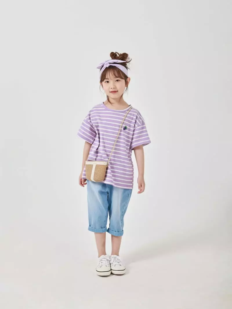 Fashion King - Korean Children Fashion - #magicofchildhood - Summer Grape Stripes Tee - 2