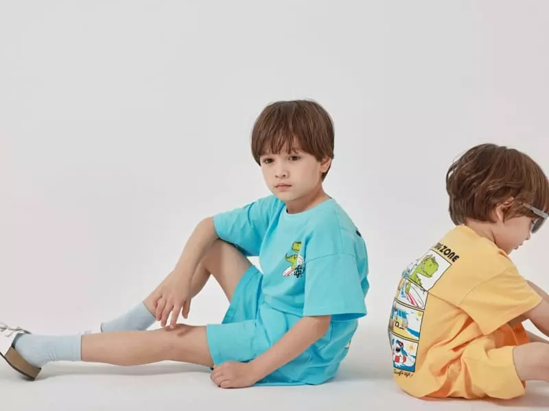 Fashion King - Korean Children Fashion - #prettylittlegirls - Surfing Dino Top Bottom Set - 10