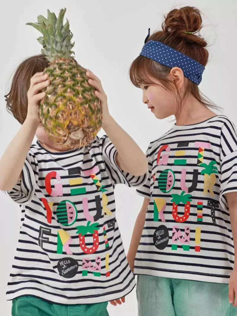 Fashion King - Korean Children Fashion - #prettylittlegirls - Summer Fruit Stripes Tee - 5