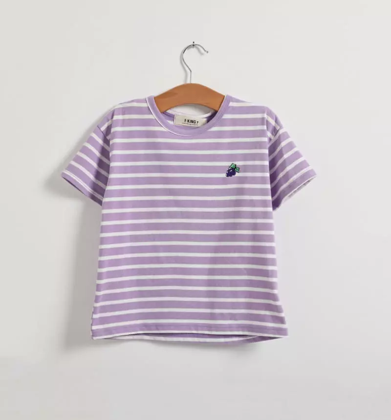 Fashion King - Korean Children Fashion - #stylishchildhood - Summer Grape Stripes Tee - 7