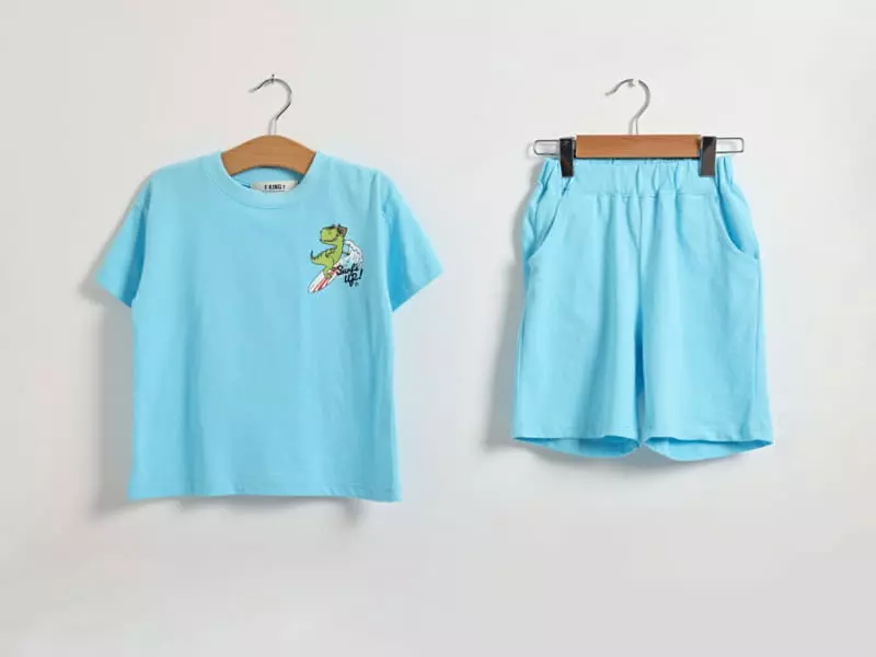 Fashion King - Korean Children Fashion - #toddlerclothing - Surfing Dino Top Bottom Set - 12