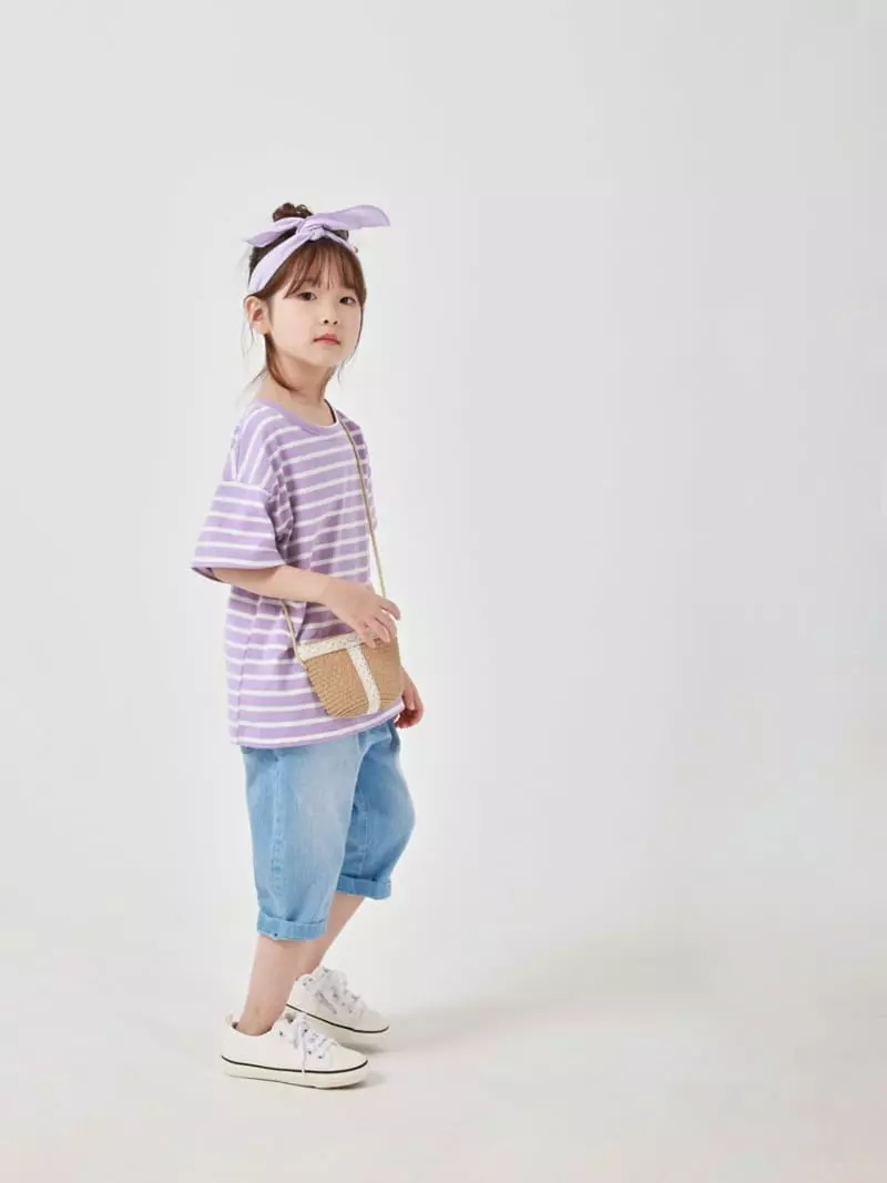 Fashion King - Korean Children Fashion - #toddlerclothing - Summer Grape Stripes Tee - 6