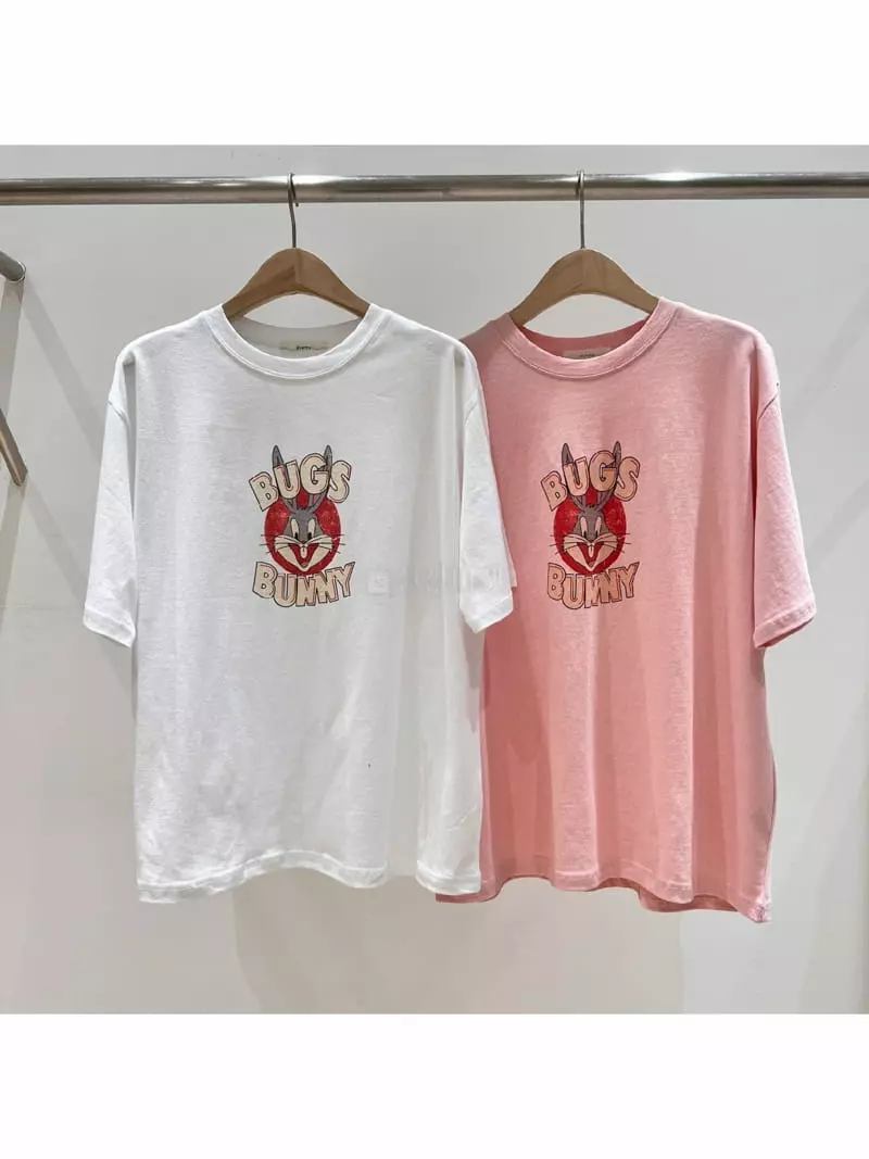 Fifty - Korean Women Fashion - #pursuepretty - Rabbit Short Sleeves Tee - 2